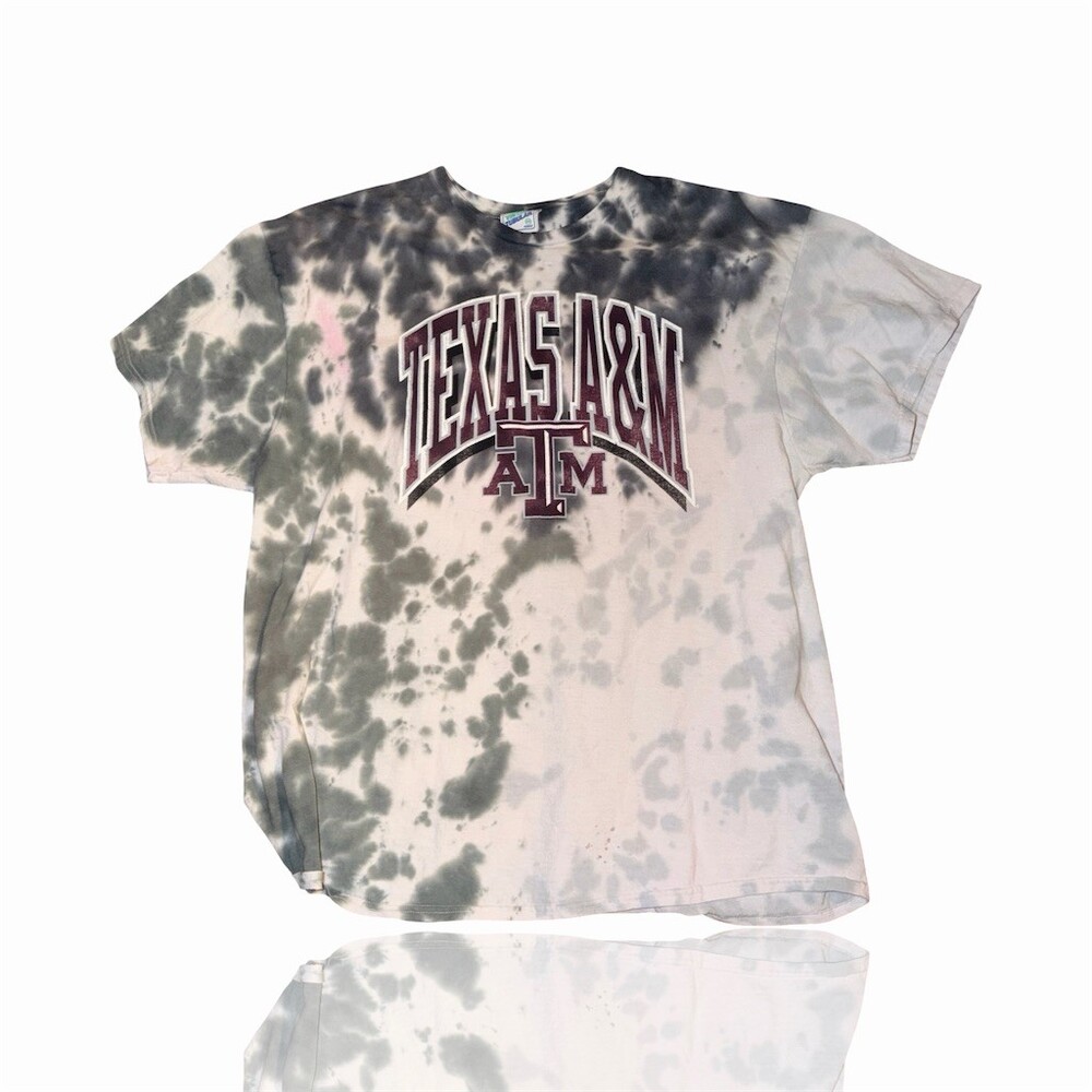 47 Brand Texas A&M Aggies T-Shirt Unisex 2XL Gray Tie-Dye Graphic Vintage